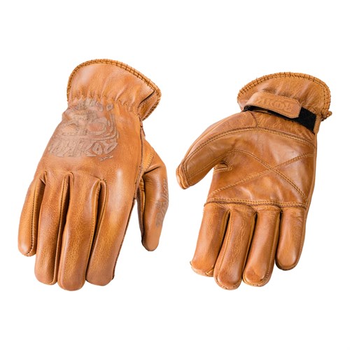 Rokker Tattoo Skull gloves in cognac