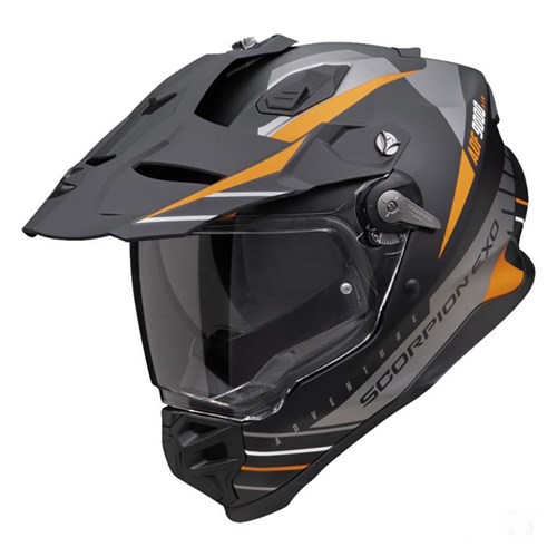 Scorpion ADF 9000 Feat helmet in black / silver / orange