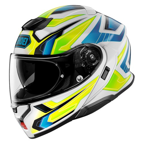 Shoei Neotec 3 Anthem TC3 helmet in white / yellow / blue