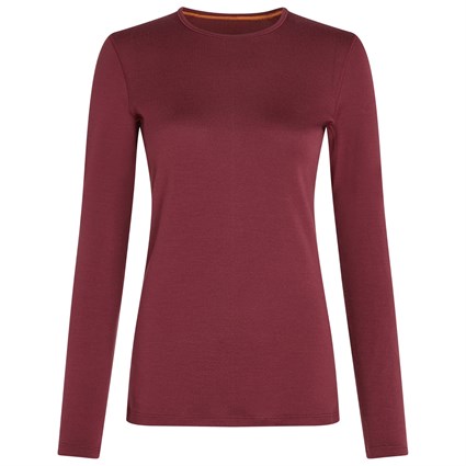 Icebreaker womens merino 260 Tech long sleeve crew base layer in port red