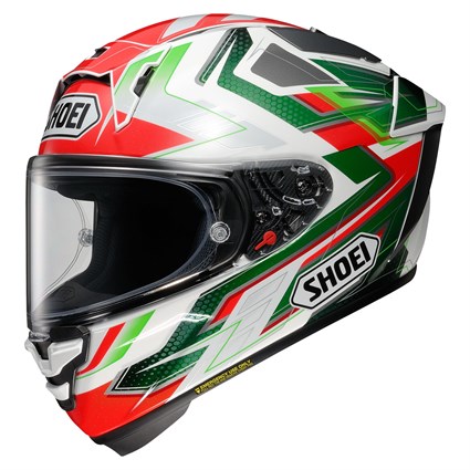 Shoei X-SPR Pro Escalate TC4 helmet in red / white / green